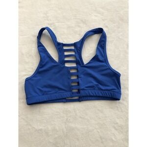 Victorias Secret Pink Ultimate Unlined Sports Bra Large Cut Out Blue Athleisure